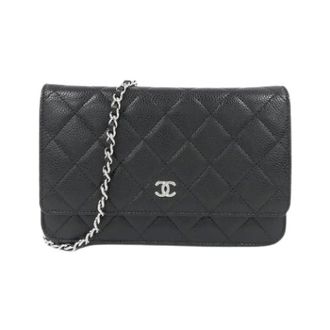 Chanel Pre-owned Chain Shoulder Wallet - Dames - Pre-owned - Zwart - Maat: ONE Size Leer