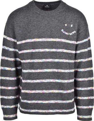 Paul Smith Grey Striped Wool-Blend Crewneck Sweater