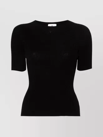 Courr&egrave;ges ribbed mock neck short-sleeve knitted top