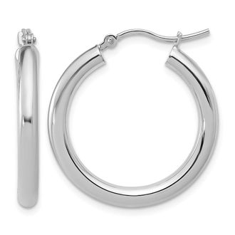 Diamond2Deal 14K White Gold Polished Round Shape Hoop Earrings
