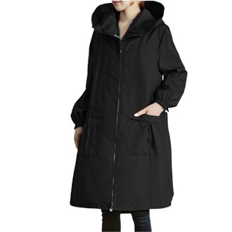 Generic RLEHJN Waterproof Jackets Women Long, Rain Coats for Women Trench Coat with Hood Transition Jacket Lightweight Windproof Raincoat Long Coats Outdoor W