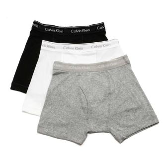 Calvin Klein Mens Cotton Classic Fit 3-Pack Boxer Brief In Black/ White