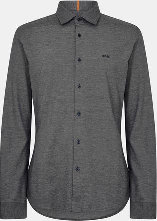 HUGO BOSS Mens Regular Fit Collared Neck Long Sleeve Shirt in Dark Blue - Size Small
