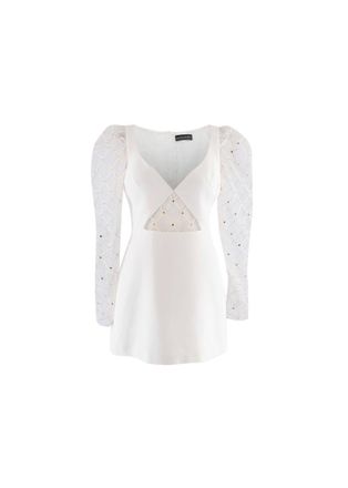 DAVID KOMA Ivory Mesh Panelled Mini Dress Size S