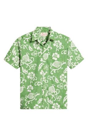 Kahala Ginger Pareau Short Sleeve Cotton Button-Down Shirt in Grass at Nordstrom, Size Xx-Large