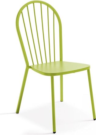 Oviala Silla de jardín de metal verde para bistró