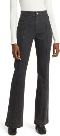 AG - Adriano Goldschmied Anisten Tailored Pintuck High Waist Stretch Flare Jeans in Charcoal Stone at Nordstrom, Size 27