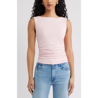 Open Edit Boat Neck Sleeveless Top in Pink Pinkesque at Nordstrom, Size Xx-Small