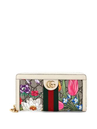 Gucci Ophidia Zip Around Wallet Flora GG Coated Canvas small wallets - Multicolore
