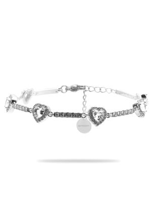 Freddy Bracciale in acciaio argentato con catena alternata a cuori