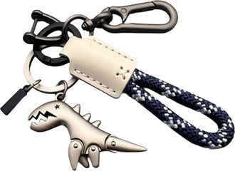 Generic Weseecase Keychain, 2025 New Aluminum Alloy Dinosaur Charm Paired with a Hand-Woven Bracelet, Metal Mini Dinosaur Keychain, Suede Leather Bracelet (Da