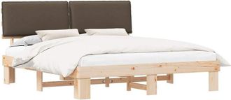 vidaXL Bed Frame with Upholstered Headboard Taupe 180 x 200 cm vidaXL