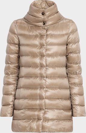 Herno Amelia Water-Resistant Ultralight Nylon A-Line Puffer Jacket