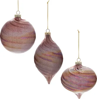 Melrose International Iridescent Swirl Glass Ornament (Set of 6) - Purple