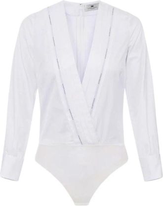 Elisabetta Franchi Camicia Body - Dames - Bodies - Wit - M - Katoen - Tops