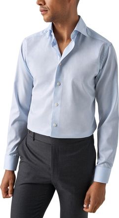 Eton overhemd lichtblauw effen semi-wide spread boord