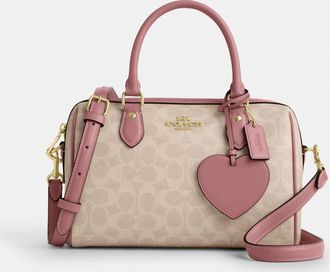 Coach Womens Rowan Satchel Bag In Signature Canvas With Heart Charm - Multicolour - One Size