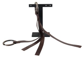 Costume National Bruine Leren Zilverkleurige Metalen Sleutelhanger Sleutelhanger