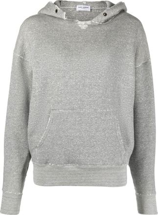 Saint Laurent Université distressed-effect marl hoodie - women - Cotton - S - Grey