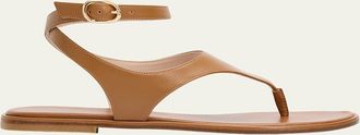 Stuart Weitzman Marley Nappa Leather Flat Thong Sandals