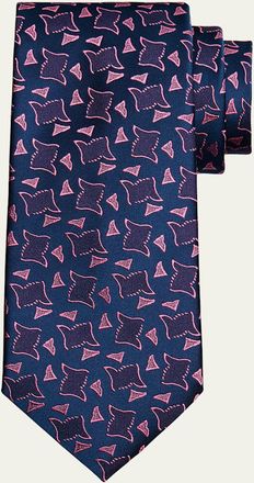 Charvet Mens Woven Geometric Square Silk Tie