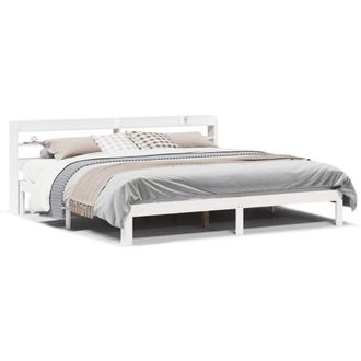 Berkfield Home Bed Frame with Headboard without Mattress White 200x200 cm