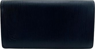 Louis Vuitton Navy Leather Long Wallet (Bi-Fold) (Pre-Owned)