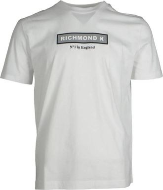 John Richmond Wit Katoenen T-shirt met Zwart Logo - Heren - T-shirts - Wit - 2XL - Katoen - Tops