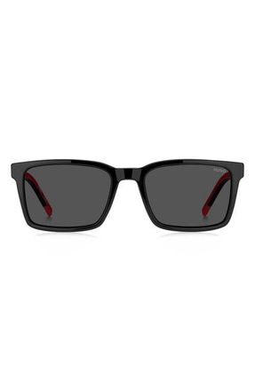 HUGO BOSS 55mm Rectangular Sunglasses in Black/Grey at Nordstrom