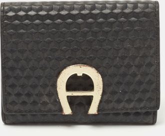 Aigner Black Leather Trifold Wallet