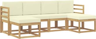 vidaXL Conjunto De Sof&aacute;s De Exterior 6 Uds. Natural Y Crema Poli&eacute;ster Vidaxl