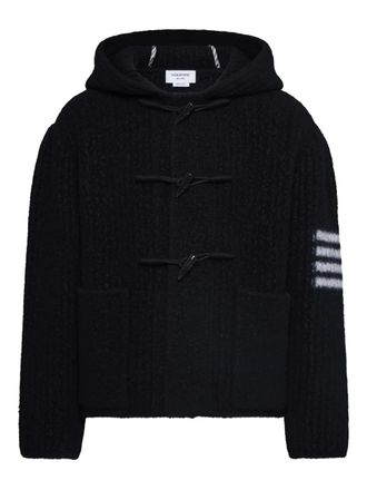 Thom Browne toggle-fastening hooded jacket - men - Virgin Wool/Polyamide - 1 - Black