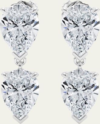 HauteCarat 18K Pear Lab Grown Diamond Twin Earrings