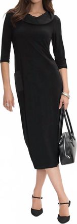 Joseph Ribkoff Silky Knit 3/4 Sleeves Cocoon Dress In Black