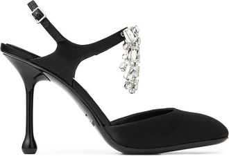 Jimmy Choo London Crystal Black Slingback Pumps - Dames - Pumps - Zwart - 38 1/2 EU - Schoenen