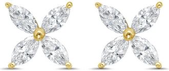 Diana M. Jewels 14kt Yellow Gold 2.00 cts Lab Grown Marquise Diamond Flower Stud Earrings