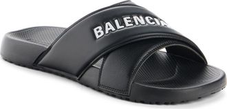 Balenciaga Sporty Logo Slide in Black/White at Nordstrom, Size 10Us