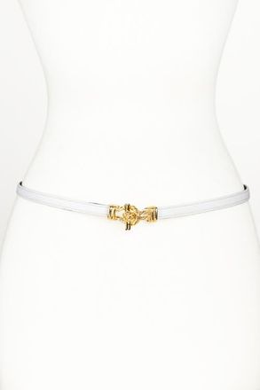 Raina Fitzgerald Buckle Leather Belt in White at Nordstrom, Size Medium
