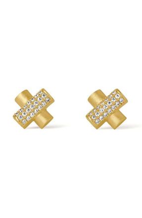 Dean Davidson Juliette Pav&eacute; Crisscross Stud Earrings in White Topaz/Gold at Nordstrom