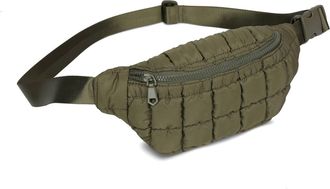 Sol and Selene Womens Quilted Nylon Belt Bag In Olive