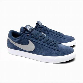 Nike Mens Blazer Low Gt Shoes In Blue / Silver