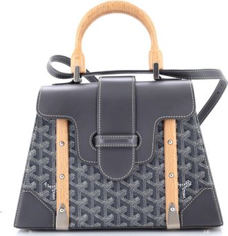 Goyard Saigon Top Handle Bag Coated Canvas with Leather PM