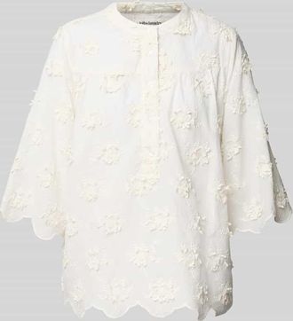 Lollys Laundry Bluse mit H&auml;kelspitze und Wellensaum Modell Louise in Offwhite, Gr&ouml;&szlig;e XS