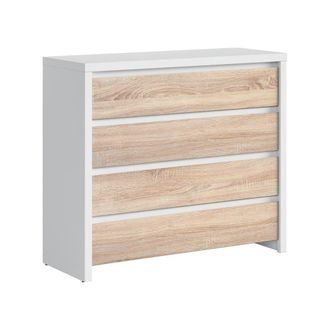 Petits Meubles C&oacute;moda 4 cajones paneles de aglomerado madera y blanco