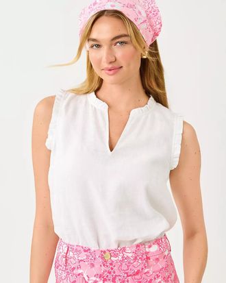 Lilly Pulitzer Kavalla Sleeveless Ruffle Top