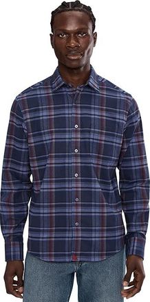 UNTUCKit Performance Flannel Blanchard Shirt Mens Clothing Navy : 2XL Regular Fit, Elastane/Flannel/Polyester