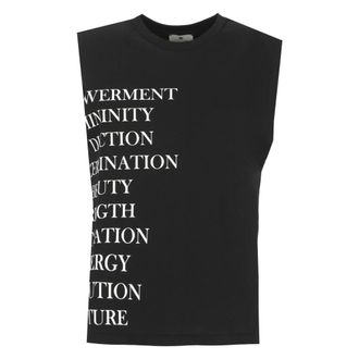 Elisabetta Franchi Sleeveless Tops, female, Black, Size: XS T-Shirt with Lettering Print