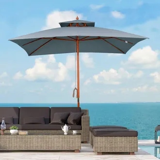 OUTSUNNY Patio Parasol Garden Sun Umbrella Sunshade Bamboo in Dark Grey