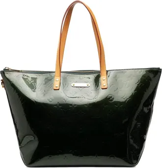 Louis Vuitton Blue Nuit Green Patent Leather Shoulder Bag Tote Bag (Pre-Owned)