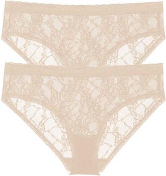Natori Bliss Allure Lace One Size Girl Brief 2-Pack in Cafe at Nordstrom